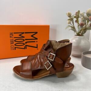 Miz Mooz Cassius Leather Slouch Sandals Brandy Women 7.5/EU 38 NWB